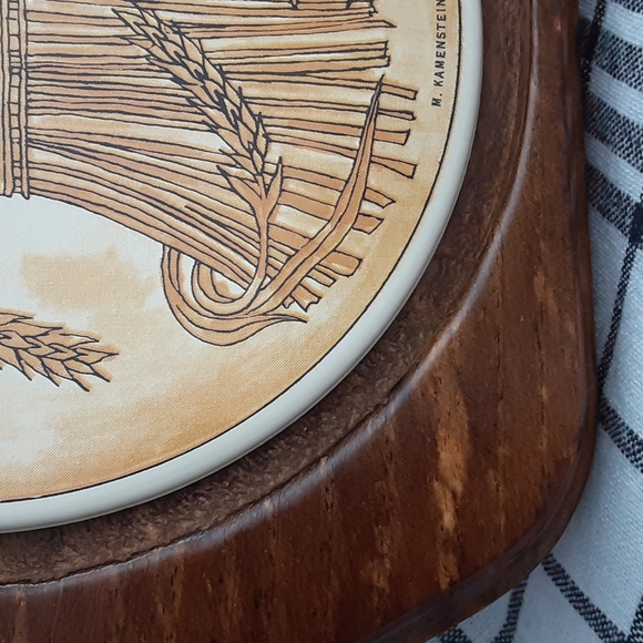 M. Kamenstein Wheat Bread Plate Wood Base Glass Cloche Dome Charcuterie Board - Picture 7 of 16